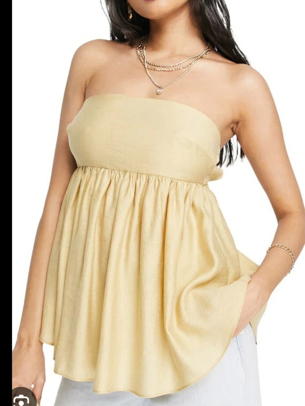 TOPSHOPStrapless Babydoll Top In Stone